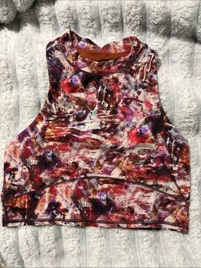 lululemon everlux Abstract Multicolor Sleeveless Crop Top - Red, Purple, White